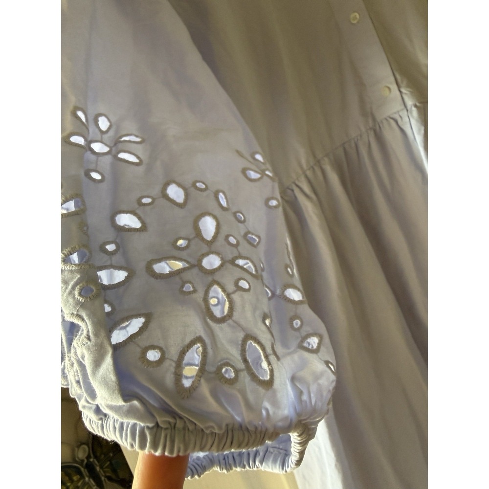 Anthropologie Light Blue Eyelet Midi Dress - Picture 9 of 16